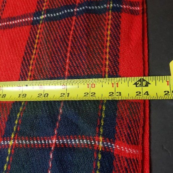 Bright Red Tartan Plaid Long Soft Neck Scarf 24x72 Fringe Fall Cozy - Picture 5 of 8